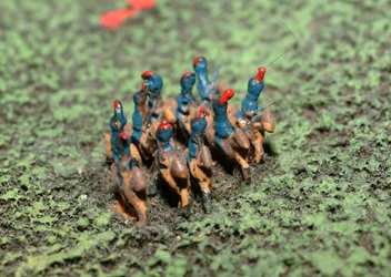 Diorama van de Slag bij Waterloo met troepen gepositioneerd zoals om 19.45 uur op 18 juni 1815 (detail)